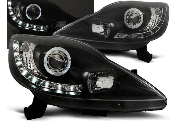 Koplampen met parkeerlicht geschikt voor Peugeot 107 05-11 zwart