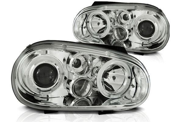 Koplampen geschikt voor VW Golf 4 09 97-09 03 Angel Eyes chroom