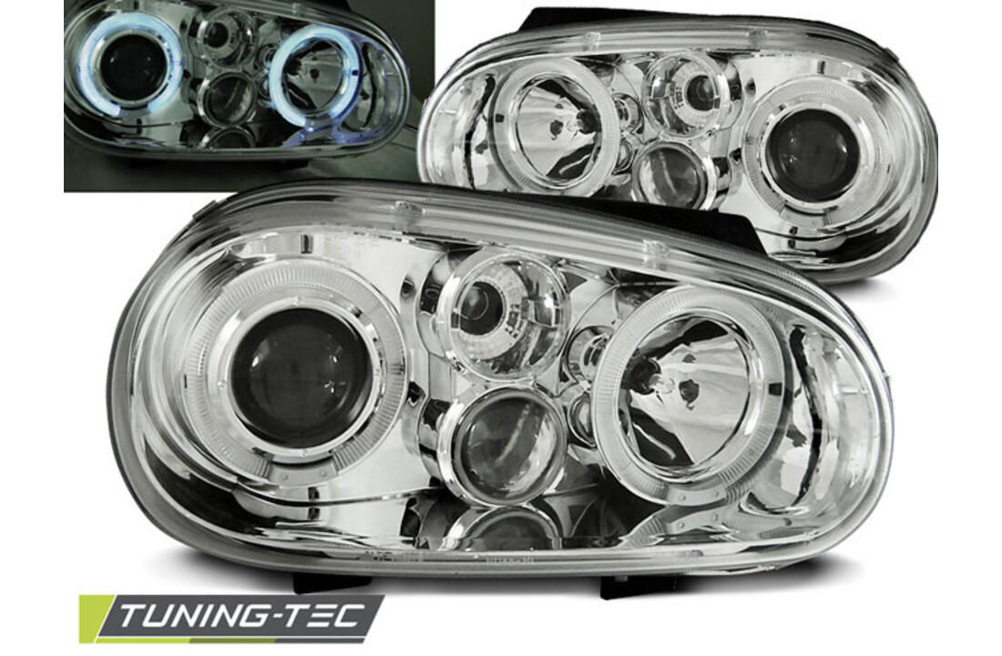 Koplampen geschikt voor VW Golf 4 09 97-09 03 Angel Eyes chroom