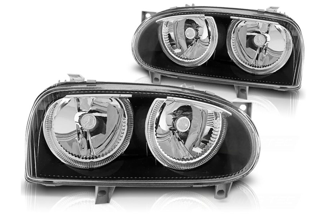 Koplampen geschikt voor VW Golf 3 09 91-08 97 Angel Eyes zwart