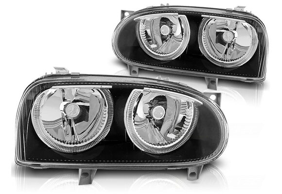 Koplampen geschikt voor VW Golf 3 09 91-08 97 Angel Eyes zwart