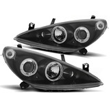 Koplampen geschikt voor Peugeot 307 04 01-06 05 Angel Eyes zwart