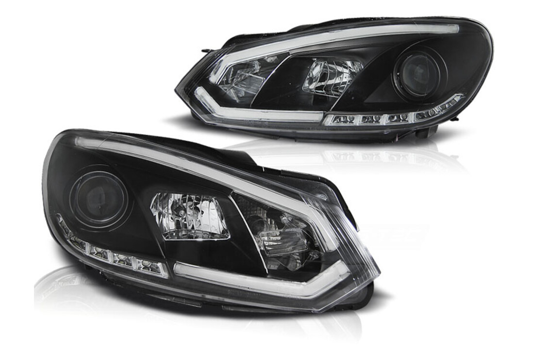 Koplampen dagrijlicht geschikt voor VW Golf 6 10-08-12 zwart tube lights tru DRL