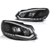 Koplampen dagrijlicht geschikt voor VW Golf 6 10-08-12 zwart tube lights tru DRL