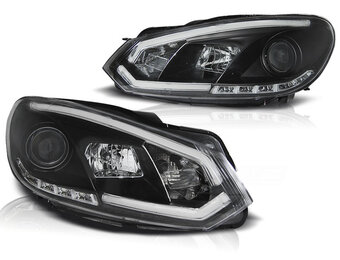Koplampen dagrijlicht geschikt voor VW Golf 6 10-08-12 zwart tube lights tru DRL