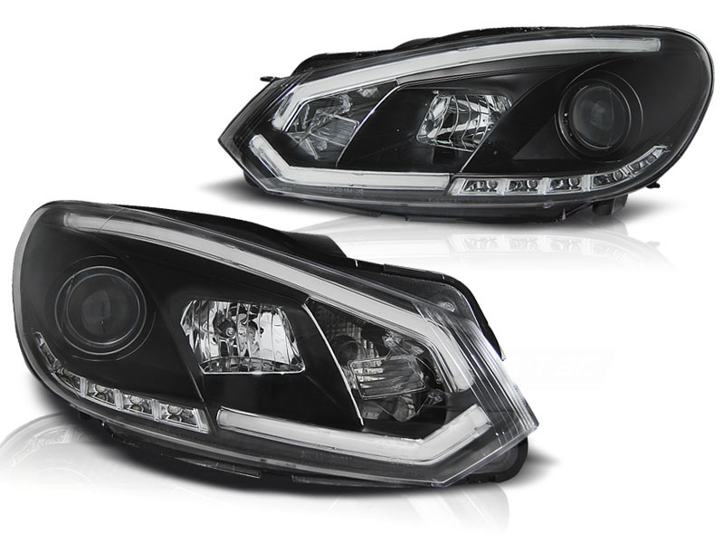 Koplampen dagrijlicht geschikt voor VW Golf 6 10-08-12 zwart tube lights tru DRL