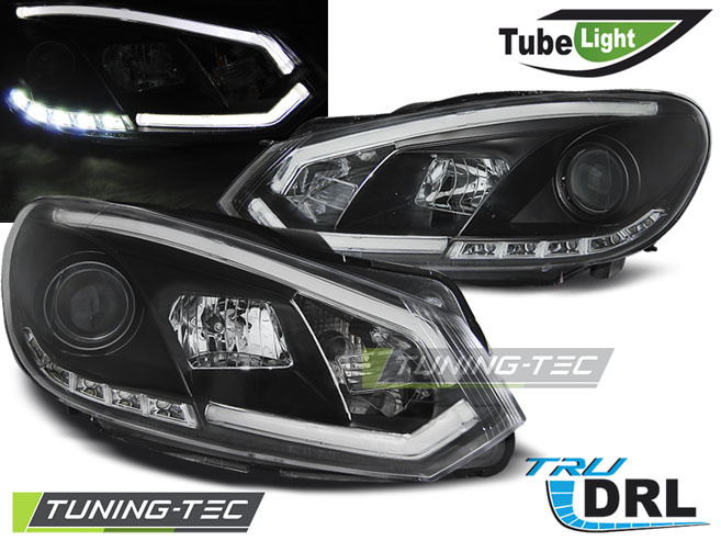 Koplampen dagrijlicht geschikt voor VW Golf 6 10-08-12 zwart tube lights tru DRL