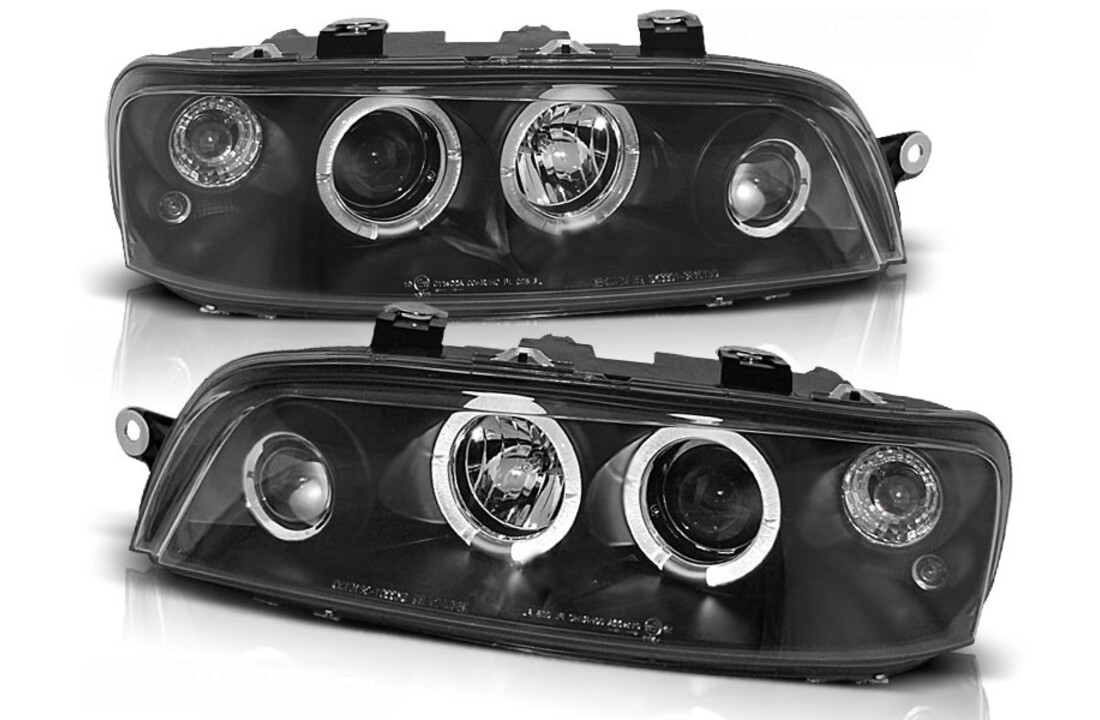 Koplampen dual halo rims geschikt voor Fiat Punto 2 10 99-06 03 Angel Eyes zwart