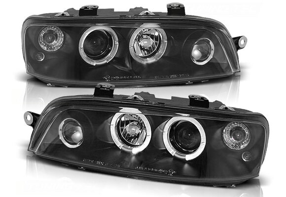 Koplampen dual halo rims geschikt voor Fiat Punto 2 10 99-06 03 Angel Eyes zwart
