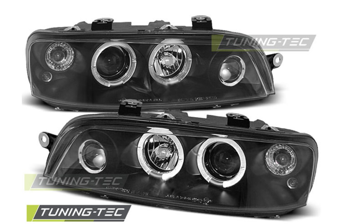 Koplampen dual halo rims geschikt voor Fiat Punto 2 10 99-06 03 Angel Eyes zwart