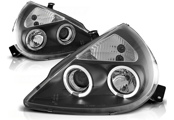 Koplampen dual halo rims geschikt voor Ford KA 11 96-08 Angel Eyes zwart