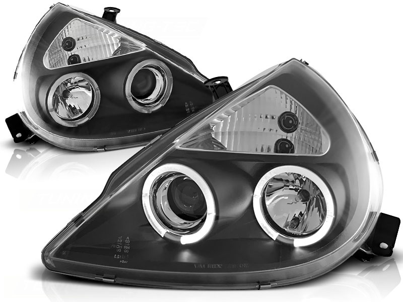 Koplampen dual halo rims geschikt voor Ford KA 11 96-08 Angel Eyes zwart