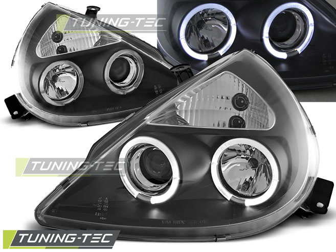 Koplampen dual halo rims geschikt voor Ford KA 11 96-08 Angel Eyes zwart
