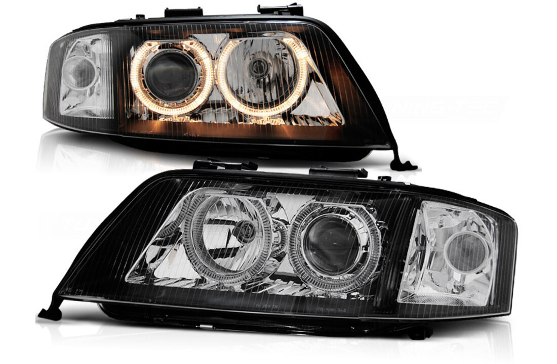Koplampen xenon geschikt voor Audi A6 06 01-05 04 Angel Eyes zwart