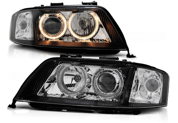 Koplampen xenon geschikt voor Audi A6 06 01-05 04 Angel Eyes zwart