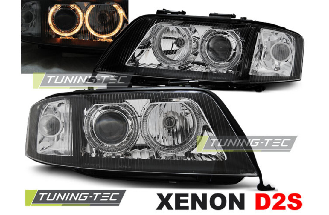 Koplampen xenon geschikt voor Audi A6 06 01-05 04 Angel Eyes zwart