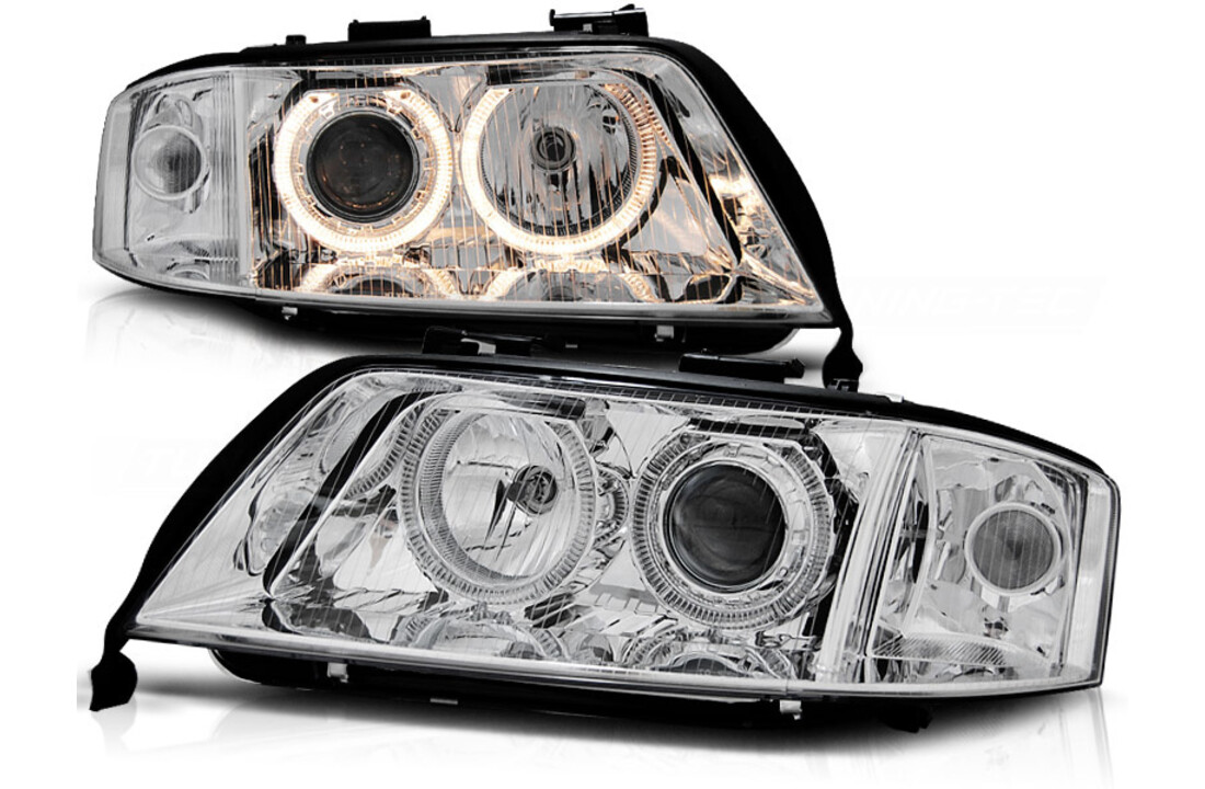 Koplampen xenon geschikt voor Audi A6 06 01-05 04 Angel Eyes chroom