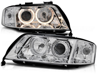 Koplampen xenon geschikt voor Audi A6 06 01-05 04 Angel Eyes chroom