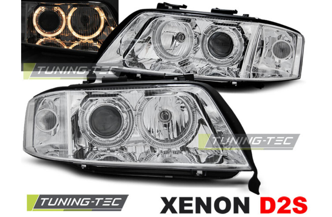 Koplampen xenon geschikt voor Audi A6 06 01-05 04 Angel Eyes chroom