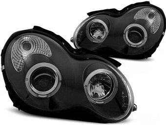 Koplampen dual halo rims geschikt voor Mercedes W203 C-Klasse 07 00-03 04 Angel Eyes zwart
