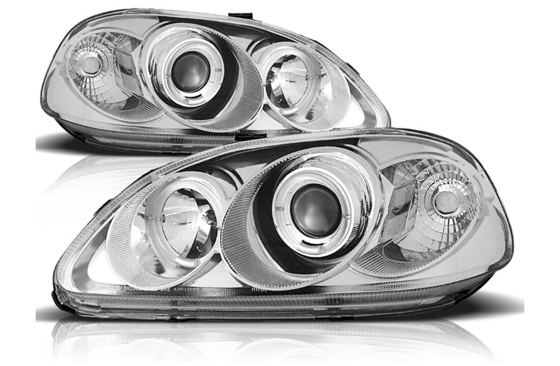 Koplampen dual halo rims geschikt voor Honda Civic 09 95-02 99 Angel Eyes chroom