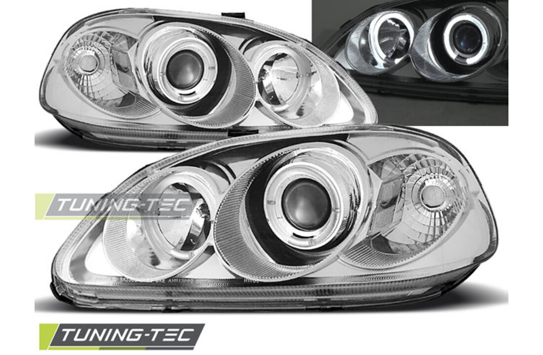 Koplampen dual halo rims geschikt voor Honda Civic 09 95-02 99 Angel Eyes chroom