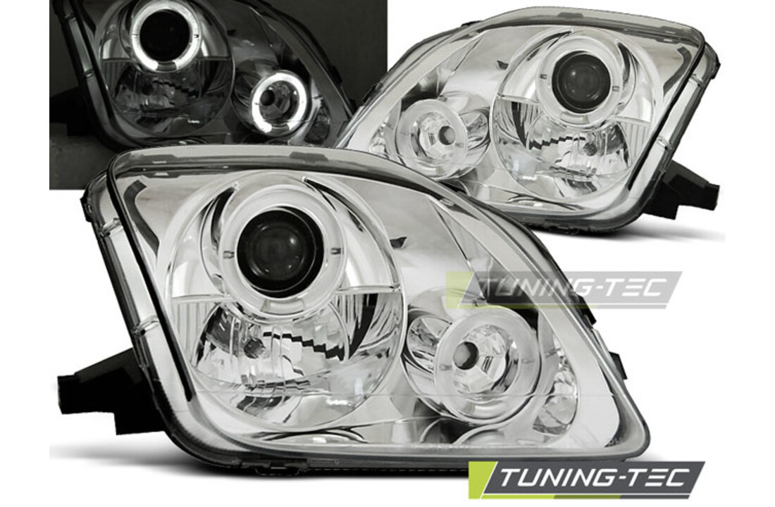 Koplampen dual halo rims geschikt voor Honda Prelude 02 97-01 Angel Eyes chroom