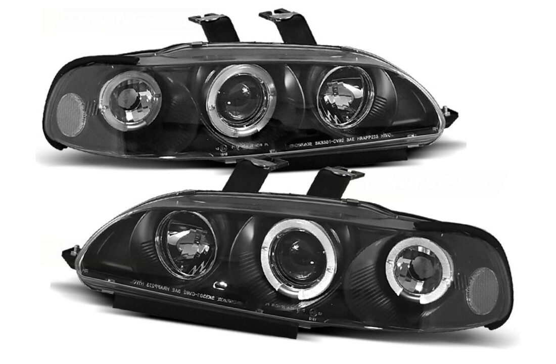 Koplampen dual halo rims geschikt voor Honda Civic 09 91-08 95 2D/3D Angel Eyes zwart