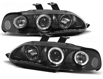 Koplampen dual halo rims geschikt voor Honda Civic 09 91-08 95 2D/3D Angel Eyes zwart