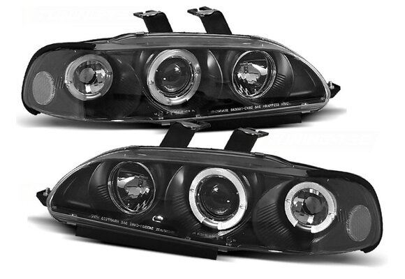 Koplampen dual halo rims geschikt voor Honda Civic 09 91-08 95 2D/3D Angel Eyes zwart