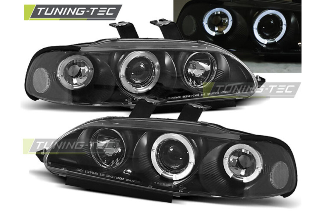 Koplampen dual halo rims geschikt voor Honda Civic 09 91-08 95 2D/3D Angel Eyes zwart