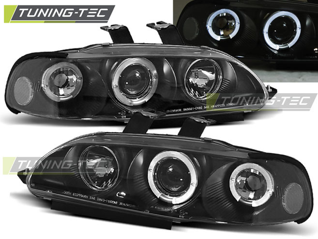 Koplampen dual halo rims geschikt voor Honda Civic 09 91-08 95 2D/3D Angel Eyes zwart