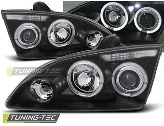 Koplampen dual halo rims geschikt voor Ford Focus II 09.04-01.08 Angel Eyes zwart