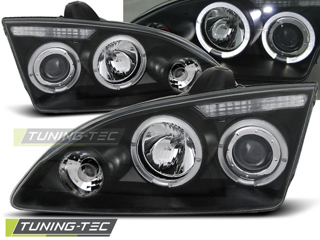 Koplampen dual halo rims geschikt voor Ford Focus II 09.04-01.08 Angel Eyes zwart