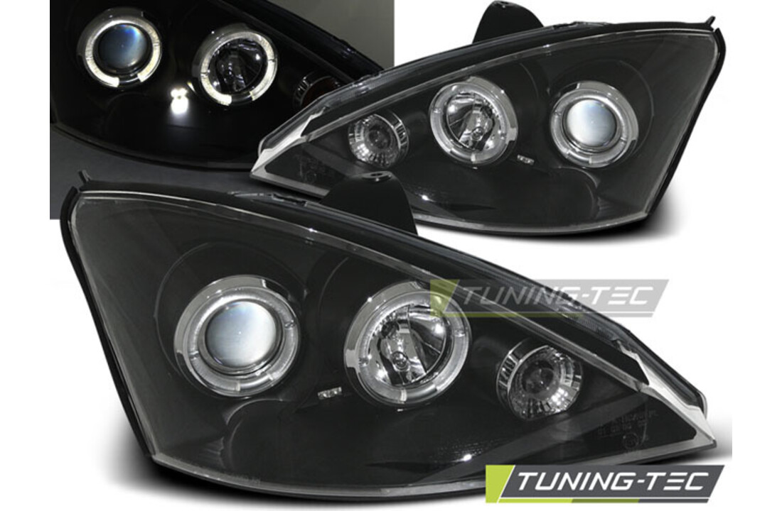 Koplampen dual halo rims geschikt voor Ford Focus 10 98-10 01 Angel Eyes zwart