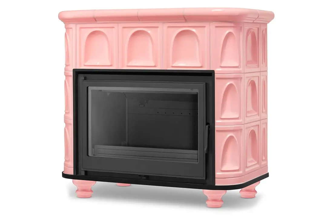 Tegelkachel - houtkachel - 13 kW - keramisch - FLORENCE - roze