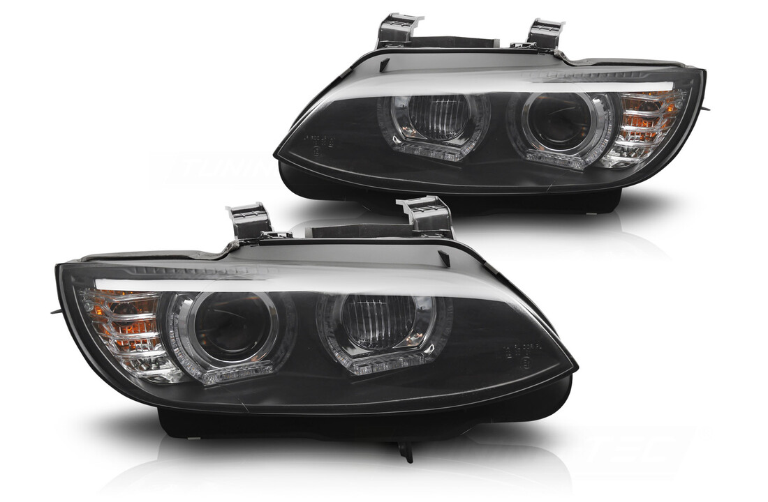 Xenon Koplampen Gele LED Zwarte DRL geschikt voor BMW E92/E93 (06-10)