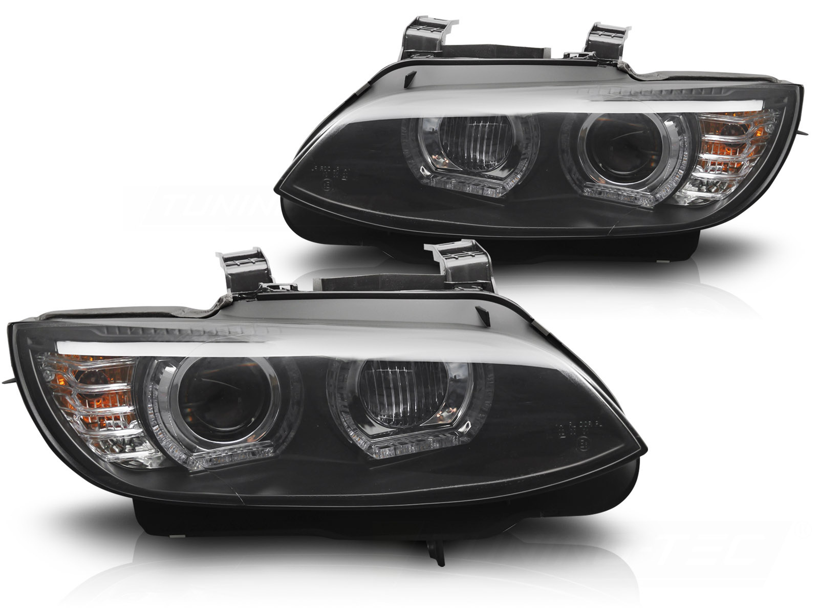 Xenon Koplampen Gele LED Zwarte DRL geschikt voor BMW E92/E93 (06-10)