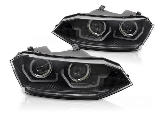 Koplampen geschikt voor VW Polo VI 2G (2017-2021) LED DRL Dynamisch Zwart