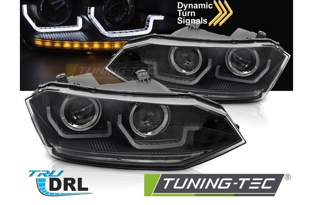 Koplampen geschikt voor VW Polo VI 2G (2017-2021) LED DRL Dynamisch Zwart