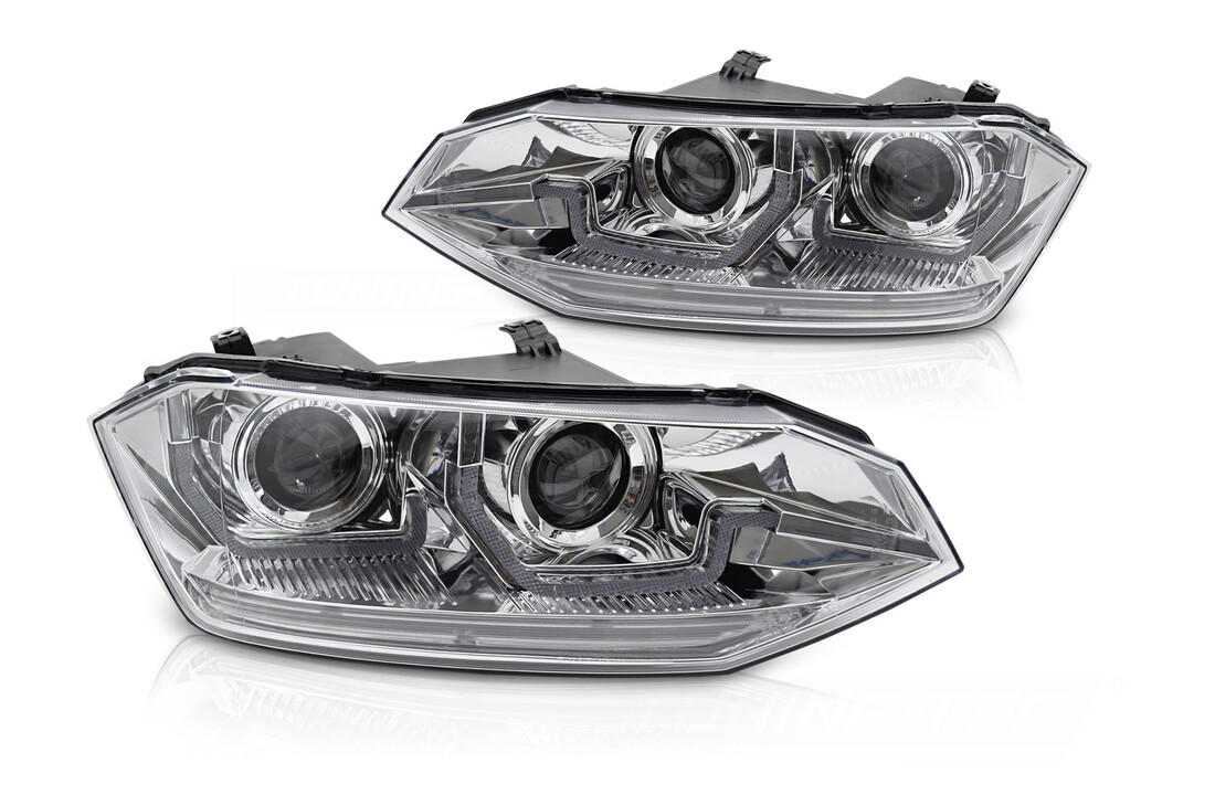 Koplampen geschikt voor VW Polo VI 2G 17-21 Sequentiële LED DRL Chroom