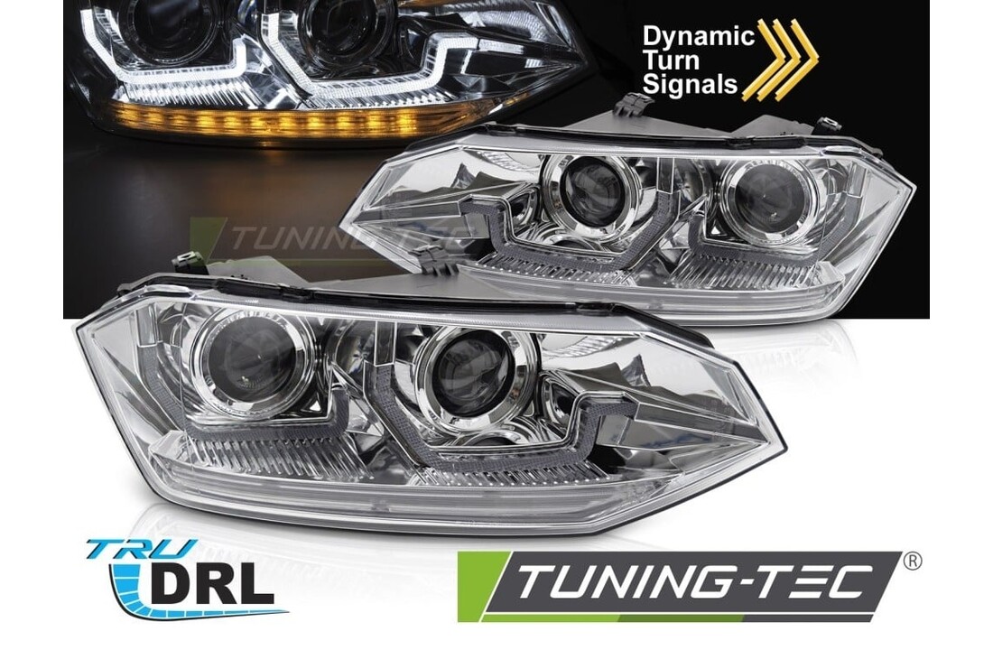 Koplampen geschikt voor VW Polo VI 2G 17-21 Sequentiële LED DRL Chroom