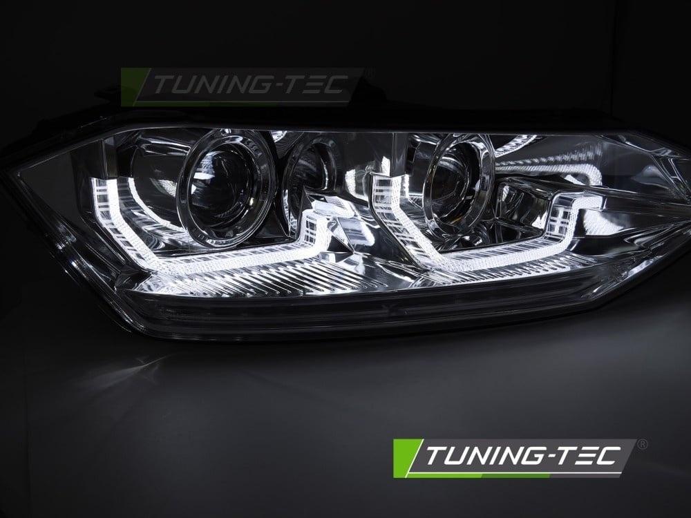 Koplampen geschikt voor VW Polo VI 2G 17-21 Sequentiële LED DRL Chroom