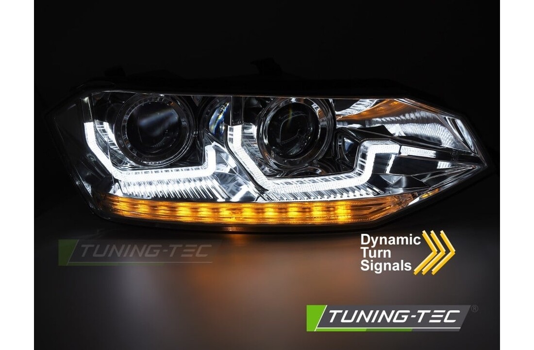 Koplampen geschikt voor VW Polo VI 2G 17-21 Sequentiële LED DRL Chroom