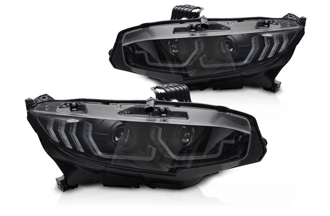 LED Koplampen Zwart DRL Dynamisch geschikt voor HONDA CIVIC X 16-21