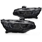 LED Koplampen Zwart DRL Dynamisch geschikt voor HONDA CIVIC X 16-21