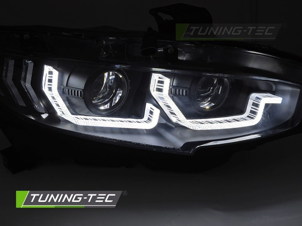 LED Koplampen Zwart DRL Dynamisch geschikt voor HONDA CIVIC X 16-21