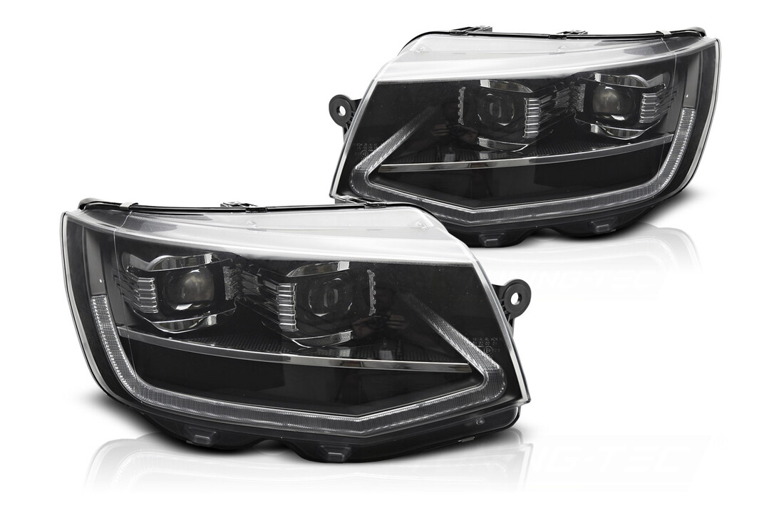 Koplampen LED Tube Light Zwart Dynamisch Knipperlicht geschikt voor VW T6 15-19