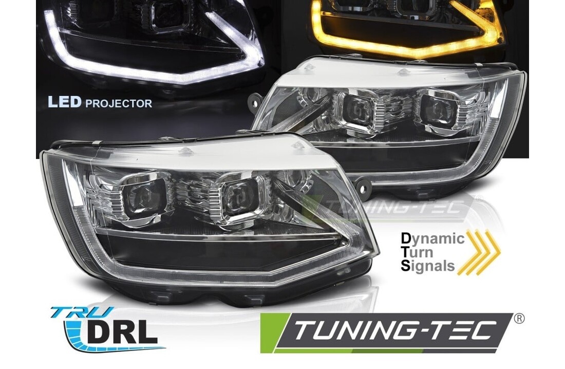 LED Koplampen Tube Light Chroom DRL Dynamische Knipperlichten geschikt voor VW T6 15-19