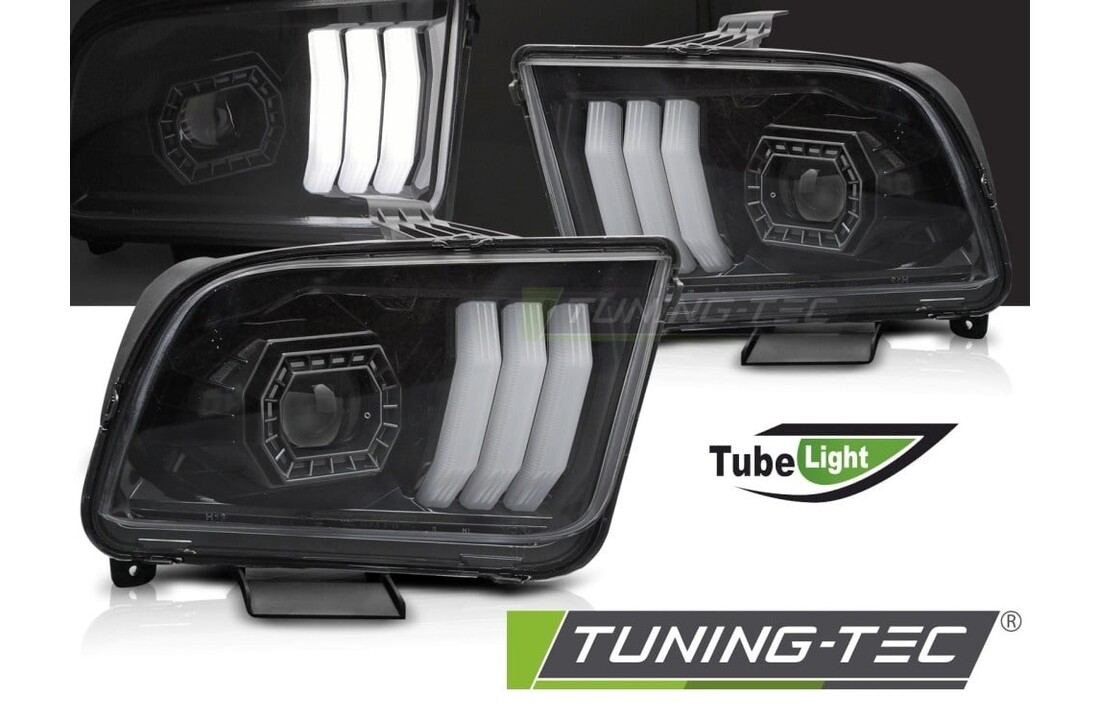 Koplampen geschikt voor Ford Mustang 04-09 Tube Light Zwart Set